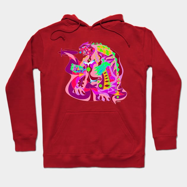 tortoise gamera beast kaiju in ecopop mexican patterns arts Hoodie by jorge_lebeau